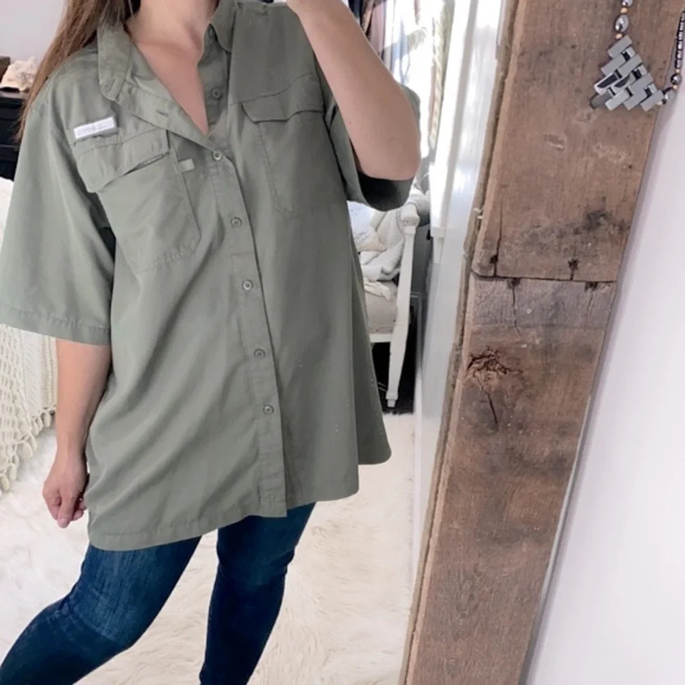 Habit olive green mens sports shirt size large spf 40